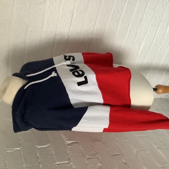 Levi’s Cropped Hoodie - Size M - Red, White & Blue - Cotton - P2P 23” - Picture 3 of 8